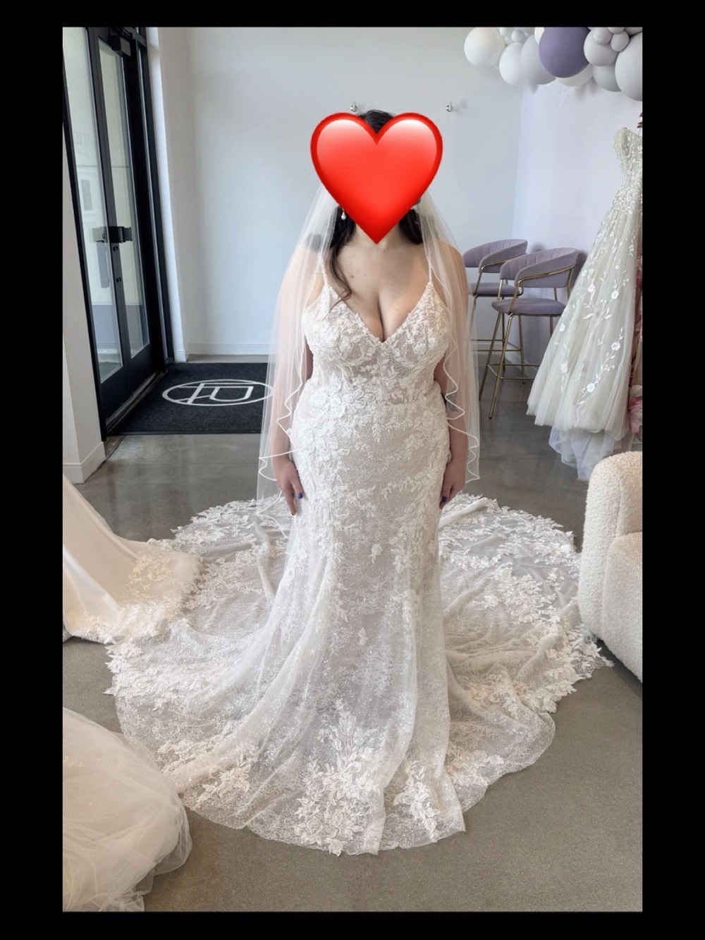 Martina Liana Style 1416 Ivory Lace Bridal Gown with V-Neck and Cathedral Train